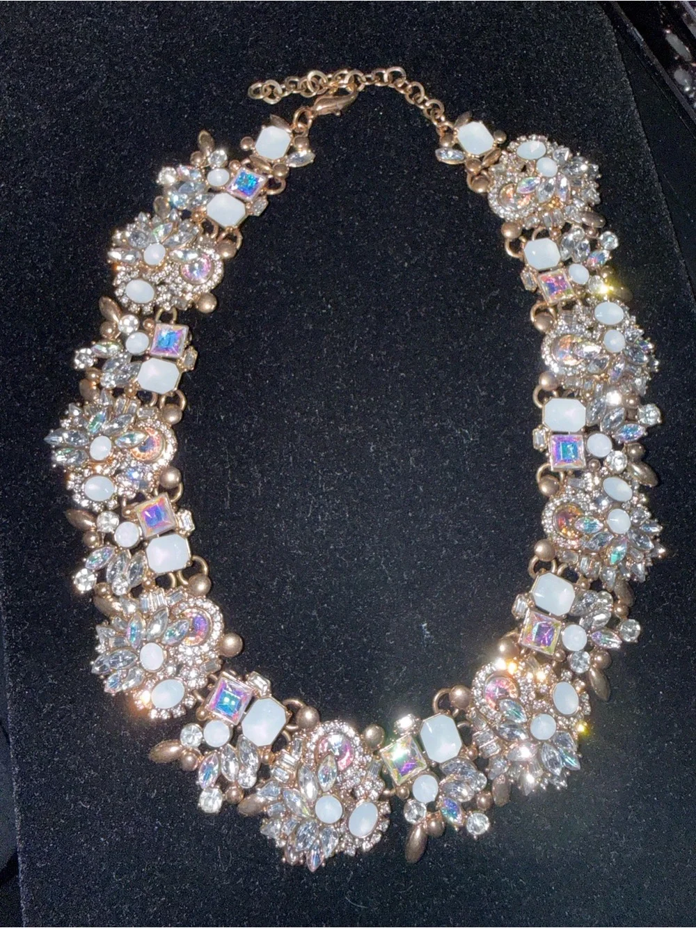 Aldo Gold-Tone Iridescent Crystal & White Opal Collar Necklace